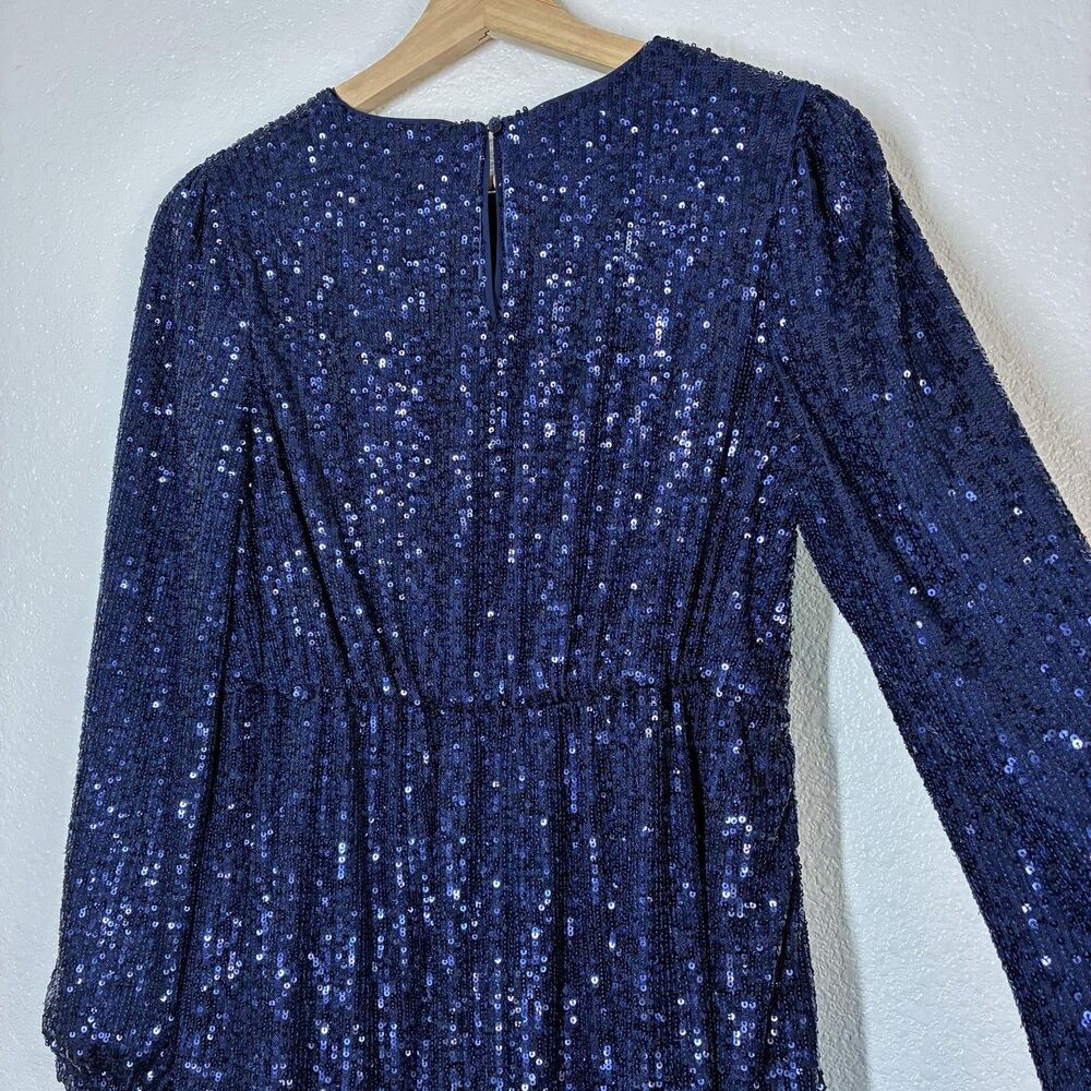 Vineyard Vines Dress Girls L Blue Sequin Fit & Flare Tiered Long Sleeve Party - Picture 15 of 16